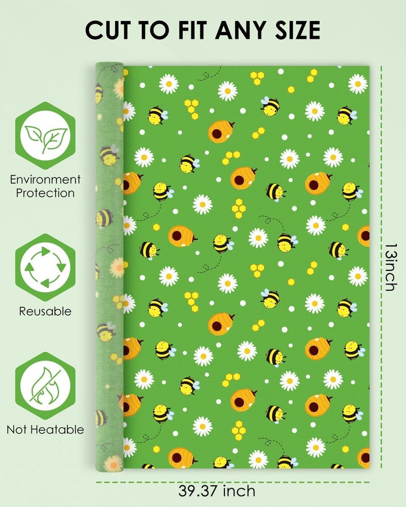 ERKOON Beeswax Food Wraps 2 Roll 13 x 39 Inch Reusable Beeswax Wraps Eco-Friendly Sustainable Food Storage Wraps for Sandwich, Cheese, Fruit, Bread, Snacks - Image 2